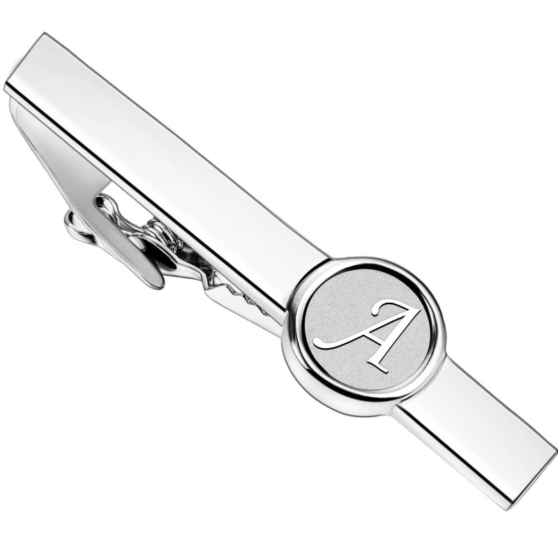 AMITER 2 inch 26 Letter Silver Tie Clip for Men Wedding Business Necktie Accessory - Image 1